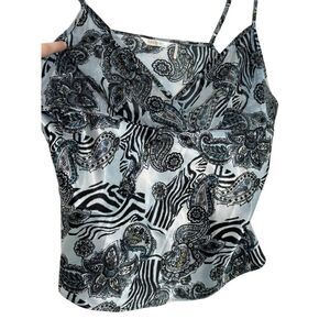 DAISY‎ Fuentes SZ XL Camisole Babydoll Top Zebra Print Y2k Empire Waist Chemise